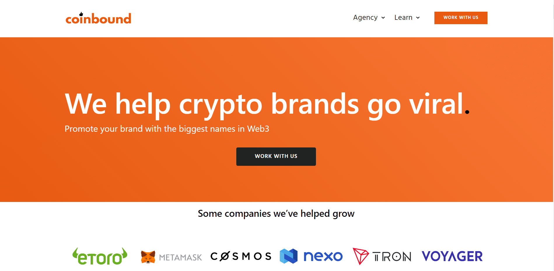 Coinbound SEO Company For NFT Home Page