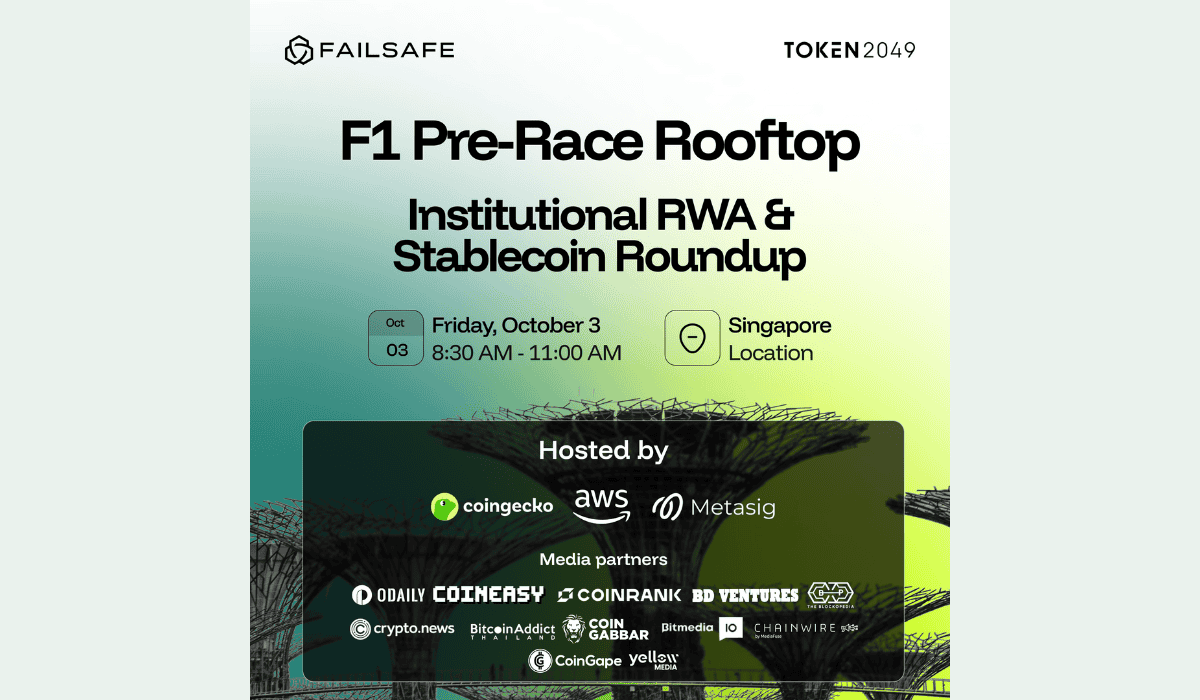 FailSafe, CoinGecko, Metasig & AWS Announce F1 Pre-Race Rooftop Breakfast at TOKEN2049 Singapore